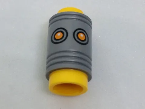Minifigure, Head, Modified Pencil Top with Flat Silver Ferrule and Orange Eyes Pattern