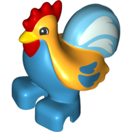 Duplo Chicken, Rooster, Two Feet with Medium Azure Tail