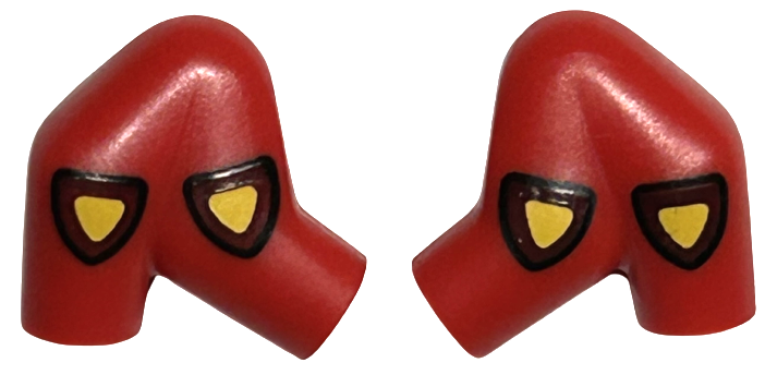 Arm, (Matching Left and Right) Pair Double with Yellow and Dark Red Triangular Shields with Black Outline Pattern