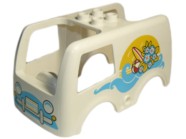 Duplo Car Body Bus Small, 4 Studs on Top with Sea Pattern