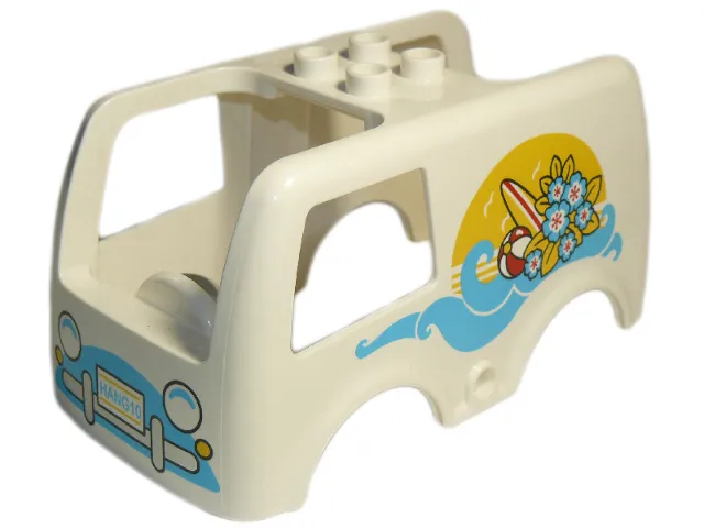 Duplo Car Body Bus Small, 4 Studs on Top with Sea Pattern