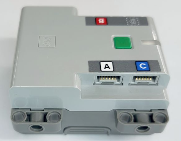 Electric Battery Box Powered Up Bluetooth Hub with Dark Bluish Gray Bottom - Clip Opening with Letters A, B, C and D on Dark Bluish Gray Background Pattern (Stickers) - Set 42099