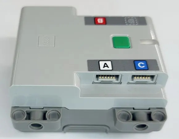 Electric Battery Box Powered Up Bluetooth Hub with Dark Bluish Gray Bottom - Clip Opening with Letters A, B, C and D on Dark Bluish Gray Background Pattern (Stickers) - Set 42099