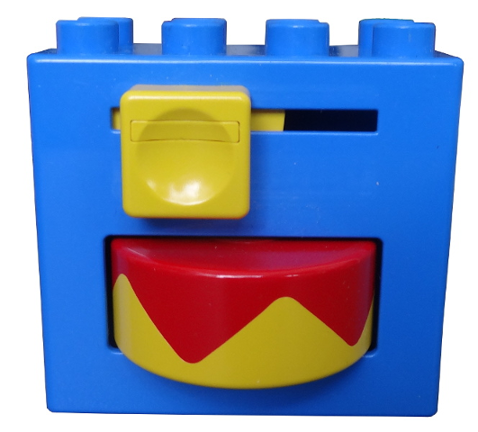 Duplo, Brick 2 x 4 x 3 with Yellow Handle and Yellow/Red Rotating Disk