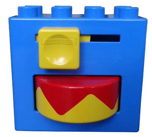 Duplo, Brick 2 x 4 x 3 with Yellow Handle and Yellow/Red Rotating Disk