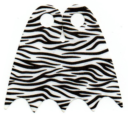Minifigure Cape Cloth, Scalloped 5 Points (Batman), Teardrop Neck Cut - Traditional Starched Fabric with Black Stripes Pattern