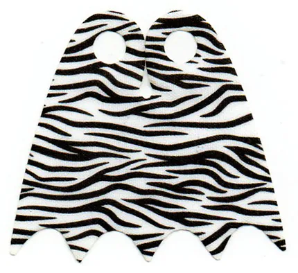 Minifigure Cape Cloth, Scalloped 5 Points (Batman), Teardrop Neck Cut - Traditional Starched Fabric with Black Stripes Pattern