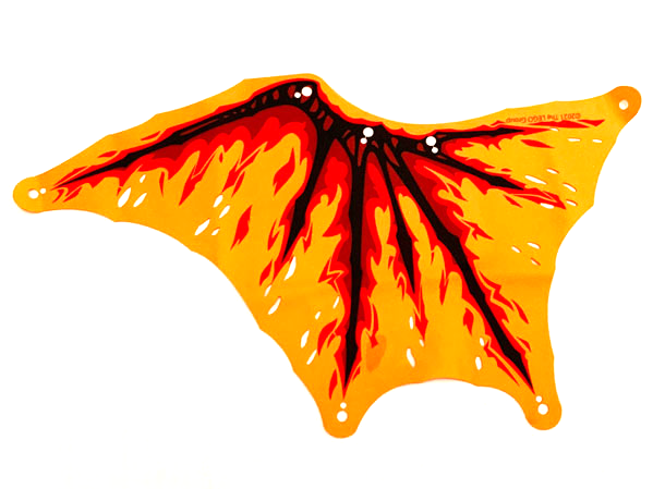 Cloth Wing Dragon Left, Black Bones, Red and Dark Red Flames Pattern