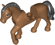 Horse, Friends Style with 2 x 2 Cutout and Movable Neck with Fixed Flexible Rubber Black Tail and Roached Mane with Black Eyes Pattern