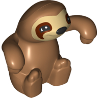 Duplo Sloth with Tan Face, Black Nose, and Eyes with Dark Brown Outline Pattern