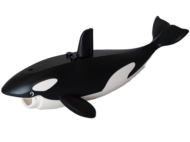 Whale / Orca Body with Molded White Spots and Upper Jaw and Printed Eyes Pattern