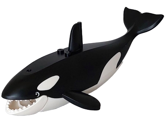 Whale / Orca with Molded White Spots and Printed Eyes Pattern