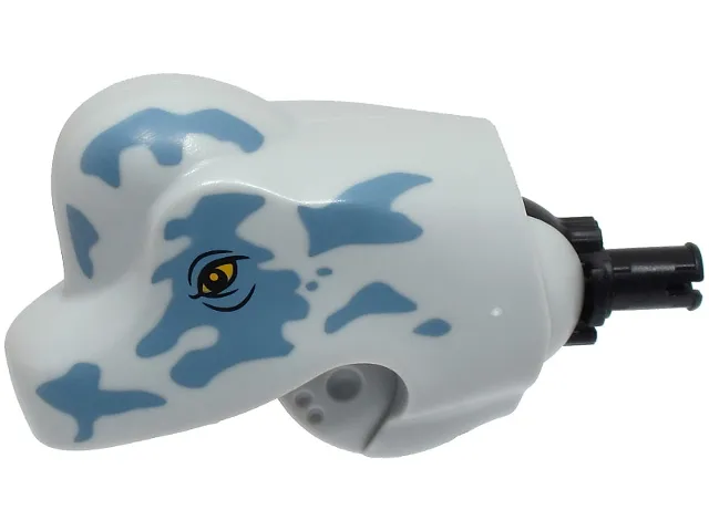 Dinosaur Head Brachiosaurus with Black Rotation Joint Pin with Bright Light Orange Eyes and Sand Blue Spots Pattern