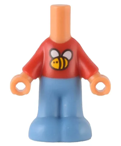 Micro Doll, Body with Molded Red Top and Medium Blue Pants and Printed Bee Pattern