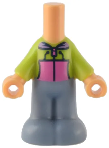 Micro Doll, Body with Molded Lime Top and Sand Blue Pants and Printed Hoodie with Dark Pink Pockets and Zipper, Medium Lavender Collar Pattern