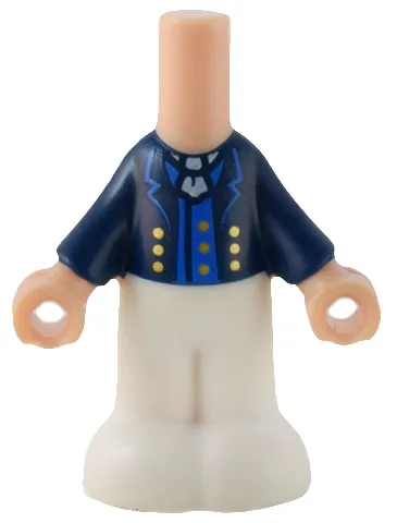 Micro Doll, Body with Molded Dark Blue Top and White Pants and Printed Jacket Open with Lapels and Gold Buttons over Blue Vest, White Ascot Pattern