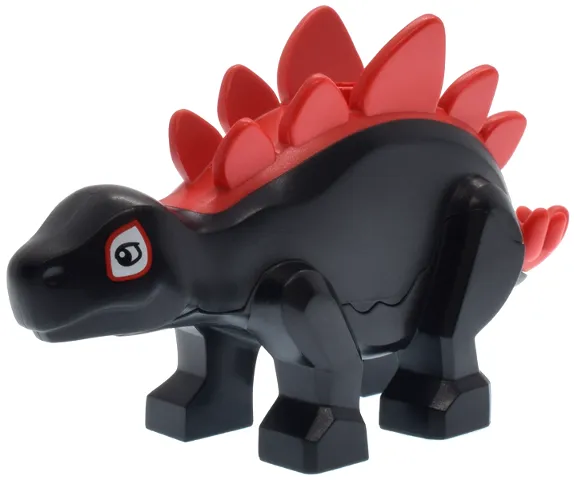 Dinosaur Stegosaurus with Molded Red Spines and Printed White Eye Patches with Red Borders Pattern (Marvel Dino-Spin)