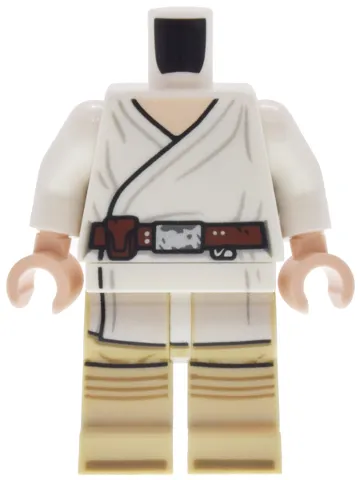 Body SMART Minifigure, Torso with White Hips and Tan Legs with SW Luke Skywalker Tunic and Belt Pattern / White Arms / Light Nougat Hands