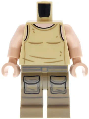 Body SMART Minifigure, Torso with Dark Tan Hips and Legs with SW Luke Skywalker Tank Top and Pockets Pattern / Light Nougat Arms / Light Nougat Hands
