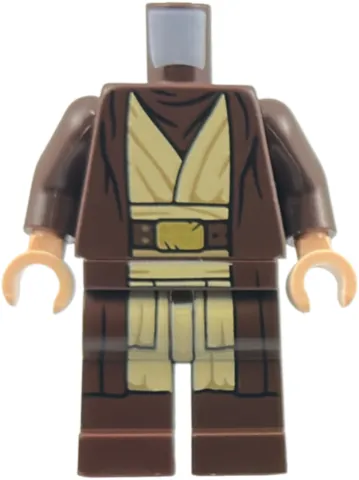 Body SMART Minifigure, Torso with Dark Brown Hips and Legs with SW Obi-Wan Kenobi Tunic, Belt and Robe Pattern / Dark Brown Arms / Light Nougat Hands