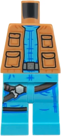 Body SMART Minifigure, Torso with Medium Azure Hips and Legs with Greedo, Jacket with Pockets, Belt, Holster, and Dark Azure Fold Lines Pattern