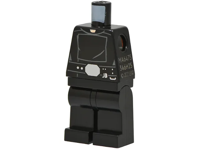 Body SMART Minifigure, Torso with Black Hips and Legs with SW Jedi Robe with Belt with Silver Accessories Pattern