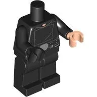 Body SMART Minifigure, Torso with Black Hips and Legs with SW Jedi Robe with Belt with Silver Accessories Pattern / Black Arms / Light Nougat Hand Left / Black Hand Right