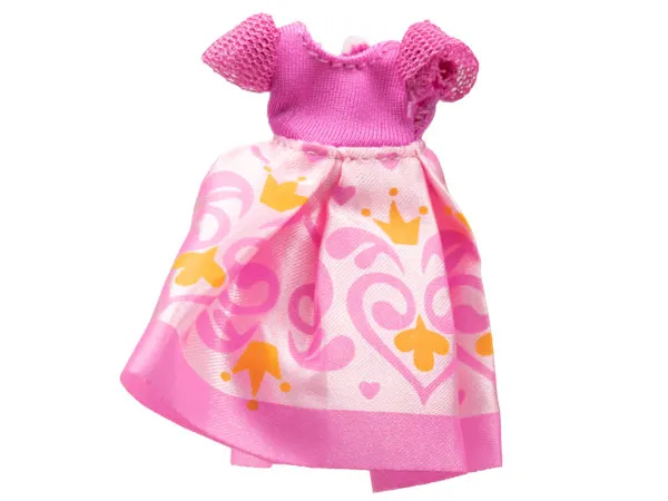 Belville, Clothes Dress (Child) Long, Short Net Sleeves, Pink Skirt with Crown and Swirls Pattern