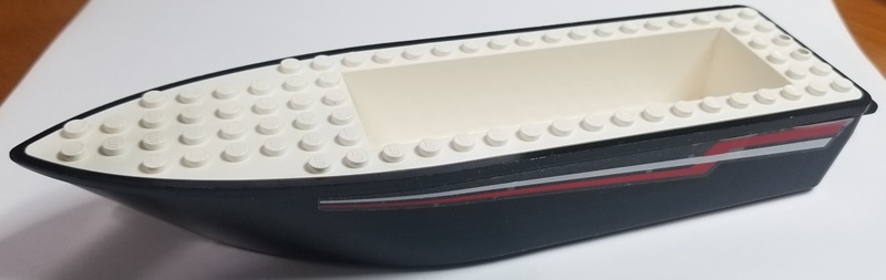 Boat, Hull Unitary 24 x 6 x 3 with Red and White Racing Stripes Pattern on Both Sides (Stickers) - Set 4002