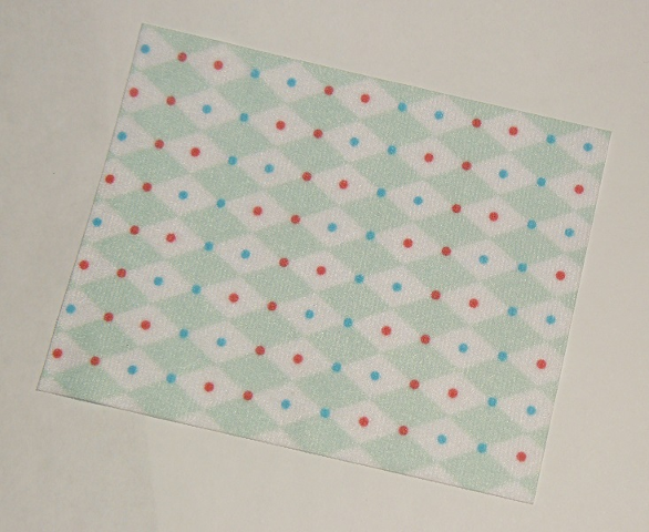 Duplo, Cloth Blanket 8 x 10 cm with Red and Blue Dots on Light Aqua Diamonds Pattern