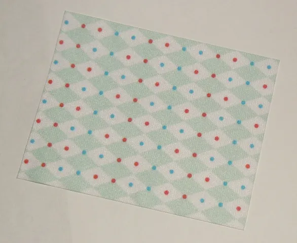 Duplo, Cloth Blanket 8 x 10 cm with Red and Blue Dots on Light Aqua Diamonds Pattern