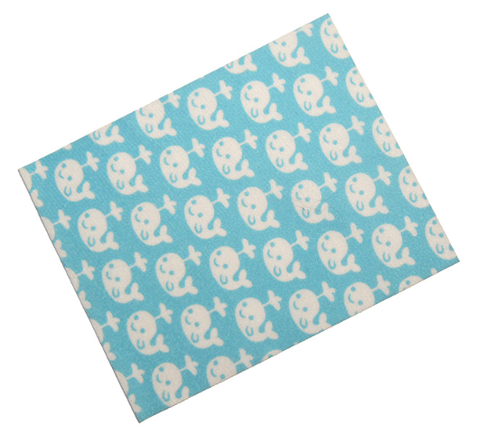 Duplo, Cloth Blanket 8 x 10 cm with Whales on Medium Azure Background Pattern