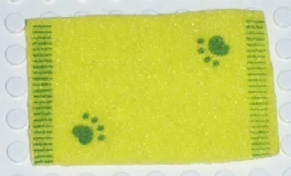 Belville Cloth Rug, 8 x 5, Green Edge Stripes and Paw Prints Pattern