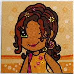 Clikits Frame Insert, Paper 4 x 4 with Daisy Character Winking on Orange Background Pattern