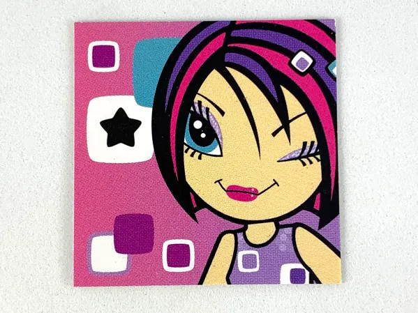 Clikits Frame Insert, Paper 4 x 4 with Star Character Winking on Dark Pink Background Pattern
