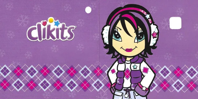 Clikits Paper, Gift Tag with Hole with Logo, Snowflakes, Diamonds, and Star Character on Light Purple Background Pattern