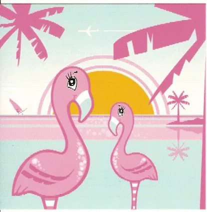Clikits Frame Insert, Paper 10 x 10 with Flamingos on Tropical Sunrise / Sunset Background Pattern