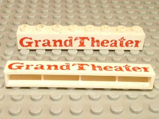 Brick 1 x 8 without Bottom Tubes with Cross Side Supports with Red 'Grand Theater' Bold Pattern
