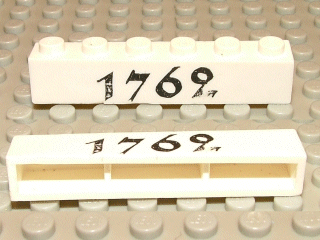 Brick 1 x 6 without Bottom Tubes with Cross Side Supports with Black '1762' Pattern