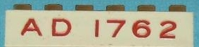 Brick 1 x 6 without Bottom Tubes with Cross Side Supports with Red 'AD 1762' Pattern