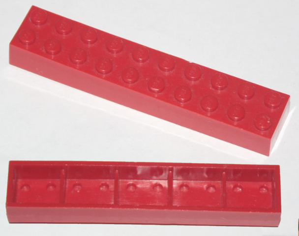 Brick 2 x 10 without Bottom Tubes, with Cross Supports