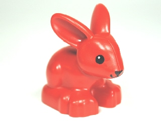 Duplo Bunny / Rabbit Head Pointed Straight with Black Eyes and Black Nose Pattern
