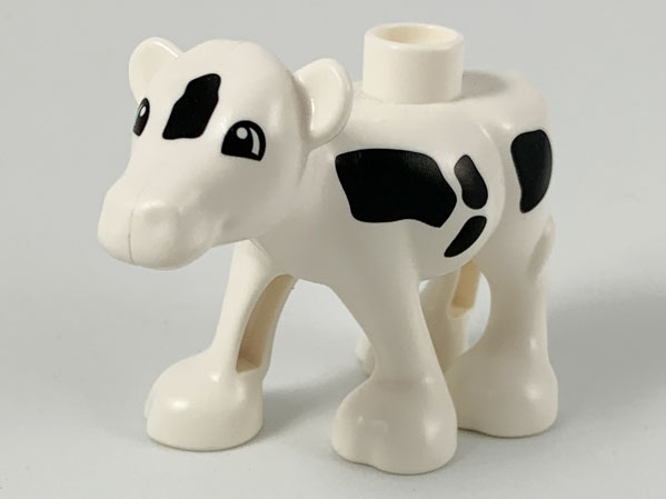 Duplo Cow Baby Calf, Walking, Black Spots, Eyes Semicircular Pattern
