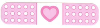 Duplo, Cloth Bandage Band Aid 3 x 13 with Pink Heart and Round Ends