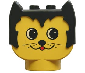 Duplo Figure Head Animal 2 x 2 Base Cat, Round Eyes