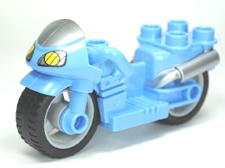 Duplo Motorcycle with Rubber Wheels, Windscreen and Headlights Pattern