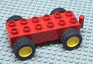 Duplo Car Base 2 x 6 Pullback Motor with Yellow Wheels, Black Tires