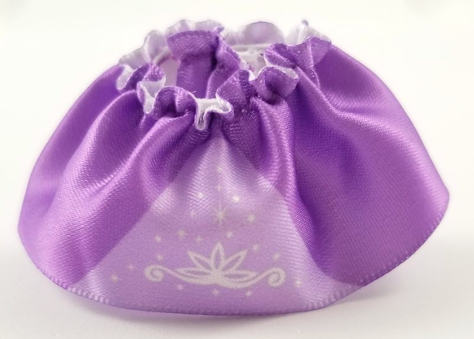 Duplo Wear Cloth Skirt Satin with Swirling Floral Design and Stardust on Lavender Underskirt Pattern