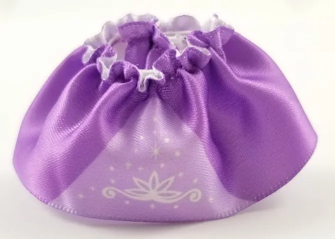 Duplo Wear Cloth Skirt Satin with Swirling Floral Design and Stardust on Lavender Underskirt Pattern