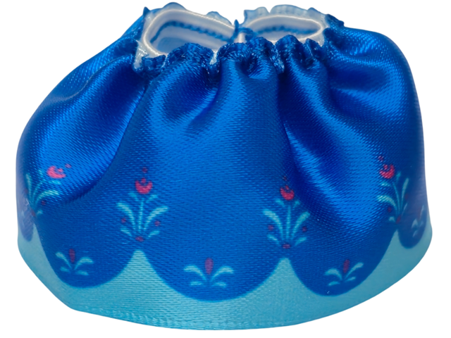 Duplo Wear Cloth Skirt Satin with Blue Layered Top Skirt and Short Medium Azure and Magenta Flowers Pattern